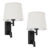 GLOBOSTAR® ROULETTE-R 61379 Μοντέρνο Φωτιστικό Τοίχου - Απλίκα Ξενοδοχείου Reading Light με Φορτιστή USB 3A & Ντουί 1 x E27 LED 3W 360lm 36° & 360° AC 220-240V IP20 Φυσικό Λευκό 4500K - Bridgelux COB Chip & TÜV SÜD Driver - Μαύρο & Μπεζ - 