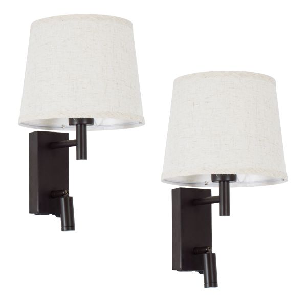 GLOBOSTAR® ROULETTE-R 61381 Μοντέρνο Φωτιστικό Τοίχου - Απλίκα Ξενοδοχείου Reading Light με Φορτιστή USB 3A & Ντουί 1 x E27 LED 3W 360lm 36° & 360° AC 220-240V IP20 Φυσικό Λευκό 4500K - Bridgelux COB Chip & TÜV SÜD Driver - Καφέ & Μπεζ - Μ