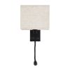 GLOBOSTAR® ROULETTE-S 61382 Μοντέρνο Φωτιστικό Τοίχου - Απλίκα Ξενοδοχείου Reading Light με Φορτιστή USB 3A & Ντουί 1 x E27 LED 3W 360lm 36° & 360° AC 220-240V IP20 Φυσικό Λευκό 4500K - Bridgelux COB Chip & TÜV SÜD Driver - Μαύρο & Μπεζ - 