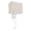 GLOBOSTAR® ROULETTE-S 61383 Μοντέρνο Φωτιστικό Τοίχου - Απλίκα Ξενοδοχείου Reading Light με Φορτιστή USB 3A & Ντουί 1 x E27 LED 3W 360lm 36° & 360° AC 220-240V IP20 Φυσικό Λευκό 4500K - Bridgelux COB Chip & TÜV SÜD Driver - Λευκό & Μπεζ - 