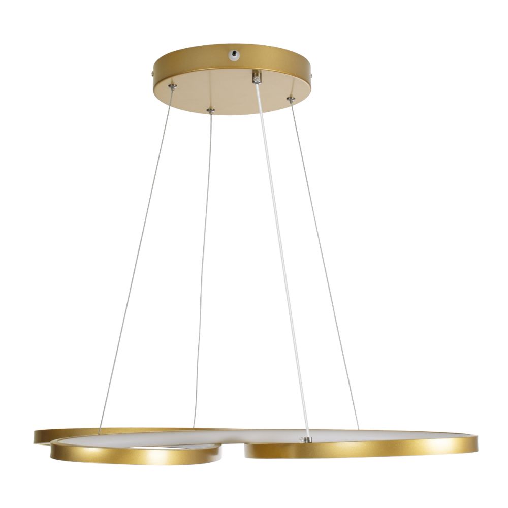 GLOBOSTAR® BUTTERFLY 61393 Μοντέρνο Κρεμαστό Φωτιστικό Οροφής LED 75W 7500lm 300° AC 220-240V IP20 Ρυθμιζόμενο Λευκό CCT με Χειριστήριο από 2700K έως 6000K Dimmable - Lumileds SMD Chip - Χρυσό Βούρτσας - Μ70 x Π55 x Υ4cm - 3 Χρόνια Εγγύηση