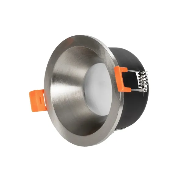 GLOBOSTAR® SIGMA 61461 Χωνευτή Βάση για Σποτ MR16 με Ντουί GU10/GU5.3 Αδιάβροχο IP65 - Νίκελ Βούρτσας & Λευκό - Μ8.5 x Π8.5 x Υ4.4cm / Q7.5cm
