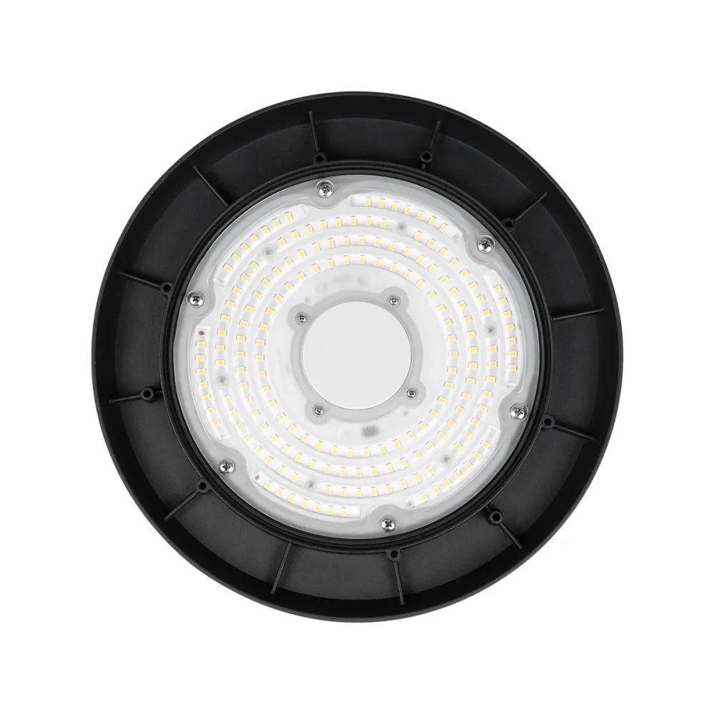 GLOBOSTAR® INDUSTRY 61500 Βιομηχανικό Φωτιστικό Καμπάνα High Bay UFO LED 100W 15000lm SDCM<5 90° AC 85-265V Αδιάβροχο IP65 IK08 Φυσικό Λευκό 5000K - 175 x Sanan Opto SMD Chip & TÜV SÜD Driver - Μαύρο Χυτό Αλουμίνιο - Μ26.5 x Π26.5 x Υ15cm - 5 Χρόνι