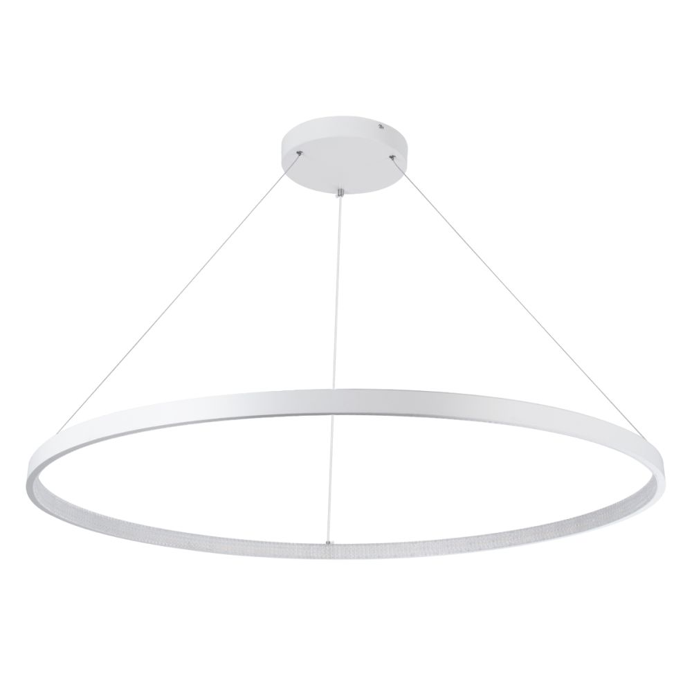 GLOBOSTAR® DIAMOND 61518 Μοντέρνο Κρεμαστό Φωτιστικό Οροφής LED 75W 8400lm 360° AC 220-240V IP20 Ρυθμιζόμενο Λευκό CCT με Χειριστήριο από 2700K έως 6000K Dimmable - Lumileds SMD Chip - Λευκό Ματ - Μ100 x Π100 x Υ90cm - 3 Χρόνια Εγγύηση