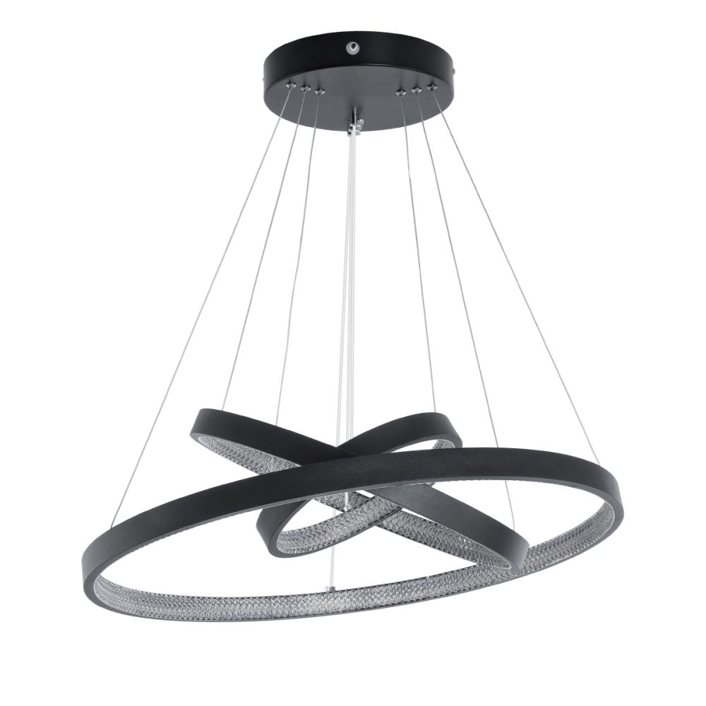 GLOBOSTAR® DIAMOND TRIO 61523 Μοντέρνο Κρεμαστό Φωτιστικό Οροφής LED 100W 11200lm 360° AC 220-240V IP20 Ρυθμιζόμενο Λευκό CCT με Χειριστήριο από 2700K έως 6000K Dimmable - Lumileds SMD Chip - Μαύρο Ματ - Μ90 x Π90 x Υ90cm - 3 Χρόνια Εγγύηση