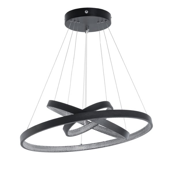GLOBOSTAR® DIAMOND TRIO 61523-DECO Μοντέρνο Κρεμαστό Φωτιστικό Οροφής LED 100W 11200lm 360° AC 220-240V IP20 Ρυθμιζόμενο Λευκό CCT με Χειριστήριο από 2700K έως 6000K Dimmable - Lumileds SMD Chip - Μαύρο - Μ60 x Π60 x Υ90cm - 3 Χρόνια Εγγύηση