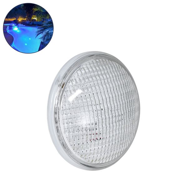 GloboStar® POOLANO 61536 Λάμπα LED Σποτ Πισίνας GX16D PAR56 25W 1750lm 120° AC/DC 12V Αδιάβροχο IP68 IK06 Tempered Glass Φ18 x Υ10cm Μπλε - Bridgelux Chip - 3 Years Warranty