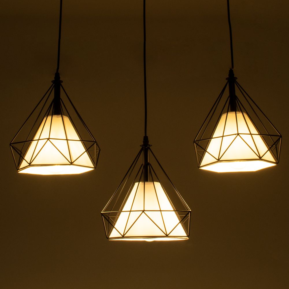 GLOBOSTAR® EIFFEL 61569 Vintage Κρεμαστό Φωτιστικό Οροφής με Ντουί 3 x E27 AC 220-240V IP20 - Μαύρο & Λευκό - Μ68 x Π25 x Υ130cm