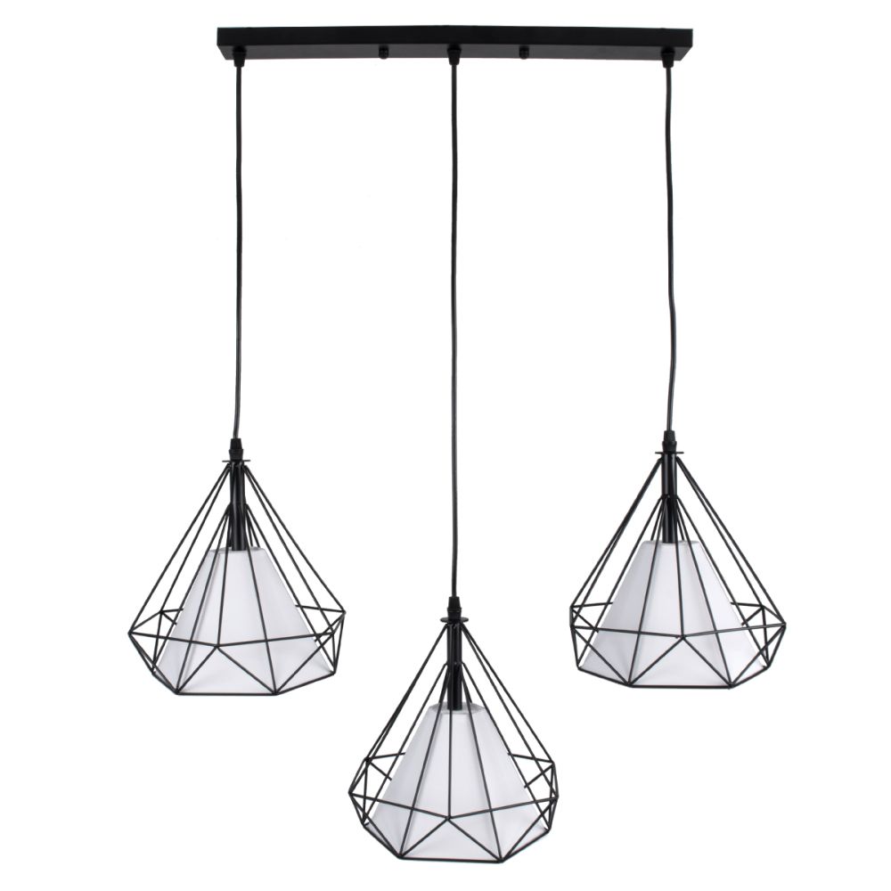 GLOBOSTAR® EIFFEL 61569 Vintage Κρεμαστό Φωτιστικό Οροφής με Ντουί 3 x E27 AC 220-240V IP20 - Μαύρο & Λευκό - Μ68 x Π25 x Υ130cm