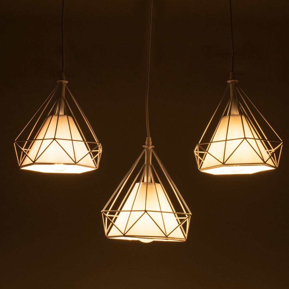 GLOBOSTAR® EIFFEL 61570 Vintage Κρεμαστό Φωτιστικό Οροφής με Ντουί 3 x E27 AC 220-240V IP20 - Λευκό - Μ68 x Π25 x Υ130cm
