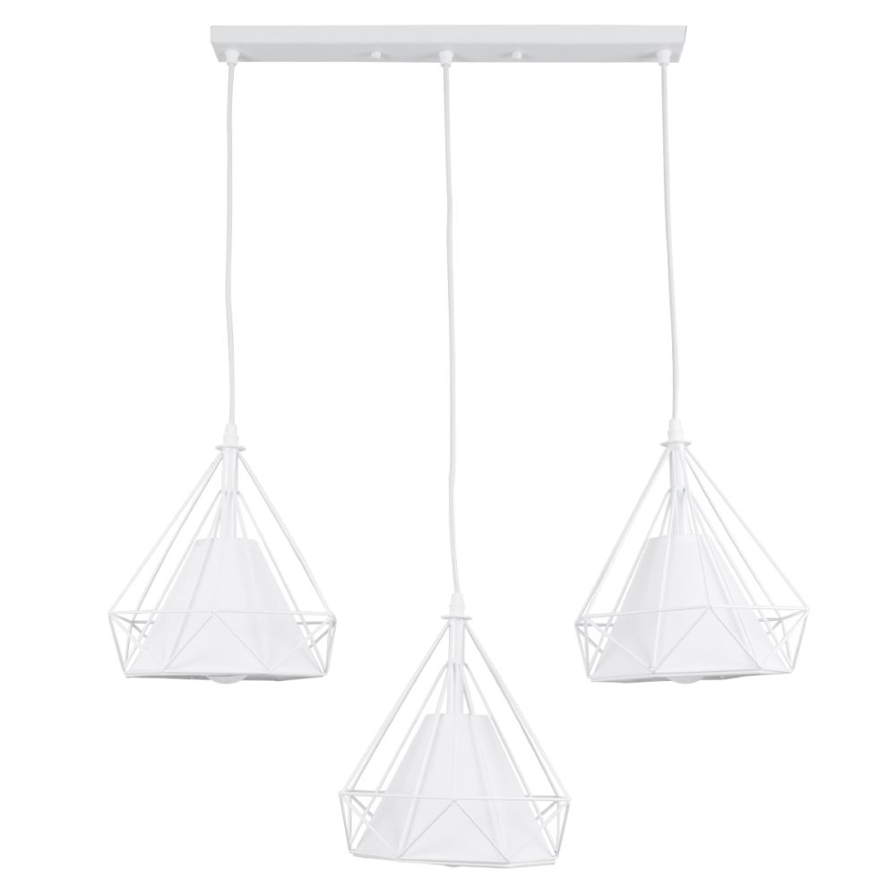 GLOBOSTAR® EIFFEL 61570 Vintage Κρεμαστό Φωτιστικό Οροφής με Ντουί 3 x E27 AC 220-240V IP20 - Λευκό - Μ68 x Π25 x Υ130cm