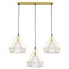 GLOBOSTAR® EIFFEL 61571 Vintage Κρεμαστό Φωτιστικό Οροφής με Ντουί 3 x E27 AC 220-240V IP20 - Χρυσό & Λευκό - Μ68 x Π25 x Υ130cm