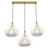 GLOBOSTAR® EIFFEL 61571 Vintage Κρεμαστό Φωτιστικό Οροφής με Ντουί 3 x E27 AC 220-240V IP20 - Χρυσό & Λευκό - Μ68 x Π25 x Υ130cm