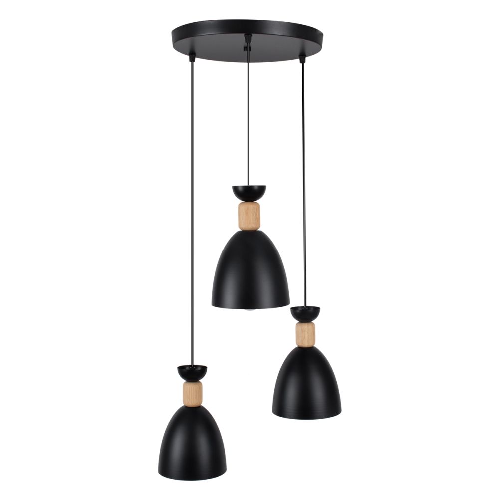 GLOBOSTAR® AVA 61572 Μοντέρνο Κρεμαστό Φωτιστικό Οροφής με Ντουί 3 x E27 AC 220-240V IP20 - Μαύρο & Μπεζ - Μ35 x Π35 x Υ130cm