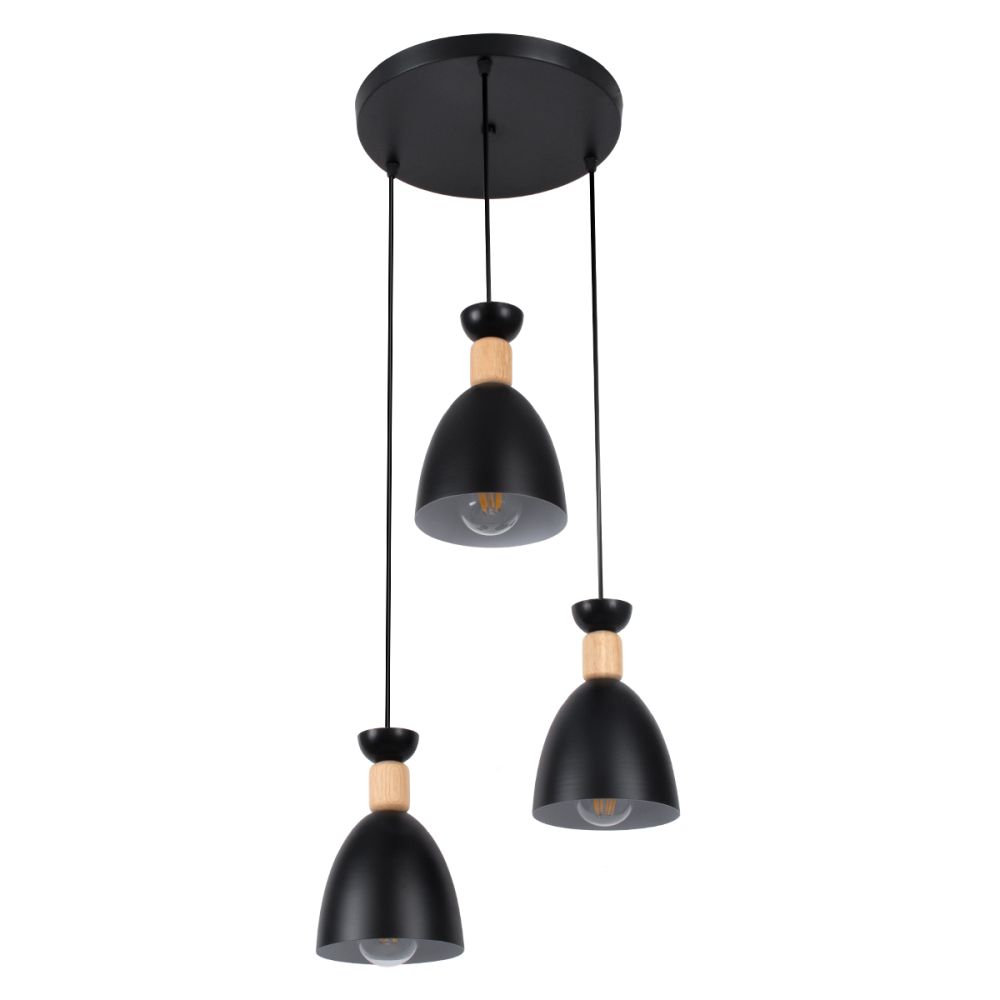 GLOBOSTAR® AVA 61572 Μοντέρνο Κρεμαστό Φωτιστικό Οροφής με Ντουί 3 x E27 AC 220-240V IP20 - Μαύρο & Μπεζ - Μ35 x Π35 x Υ130cm