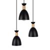 GLOBOSTAR® AVA 61572 Μοντέρνο Κρεμαστό Φωτιστικό Οροφής με Ντουί 3 x E27 AC 220-240V IP20 - Μαύρο & Μπεζ - Μ35 x Π35 x Υ130cm