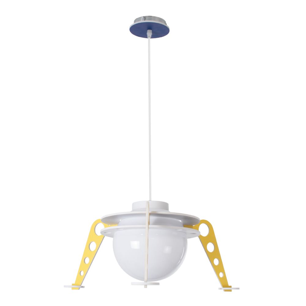 GLOBOSTAR® UFO 61581 Παιδικό Κρεμαστό Φωτιστικό Οροφής με Ντουί 1 x E27 AC 220-240V IP20 - Κίτρινο & Μπλε - Μ58 x Π58 x Υ24cm