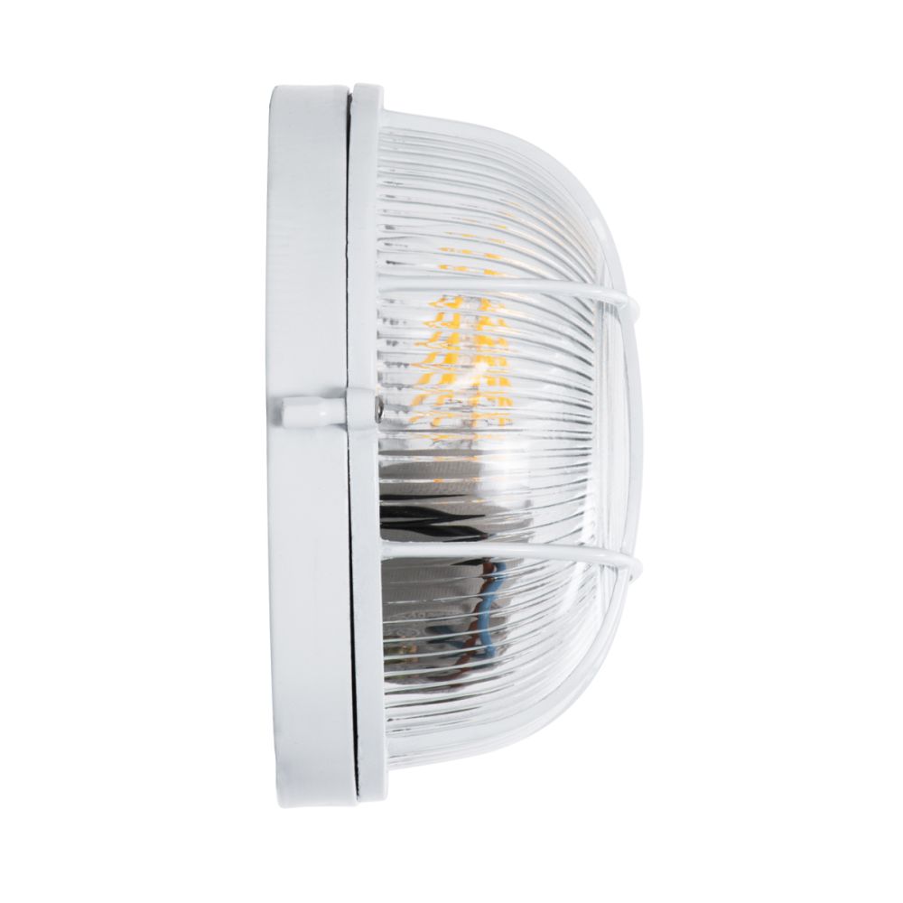 GLOBOSTAR® BOATLIGHT 61585 Vintage Φωτιστικό Καραβοχελώνα Τοίχου & Οροφής με Ντουί 1 x E27 AC 220-240V Αδιάβροχο IP65 - Λευκό Ματ - Μ17.5 x Π17.5 x Υ9cm