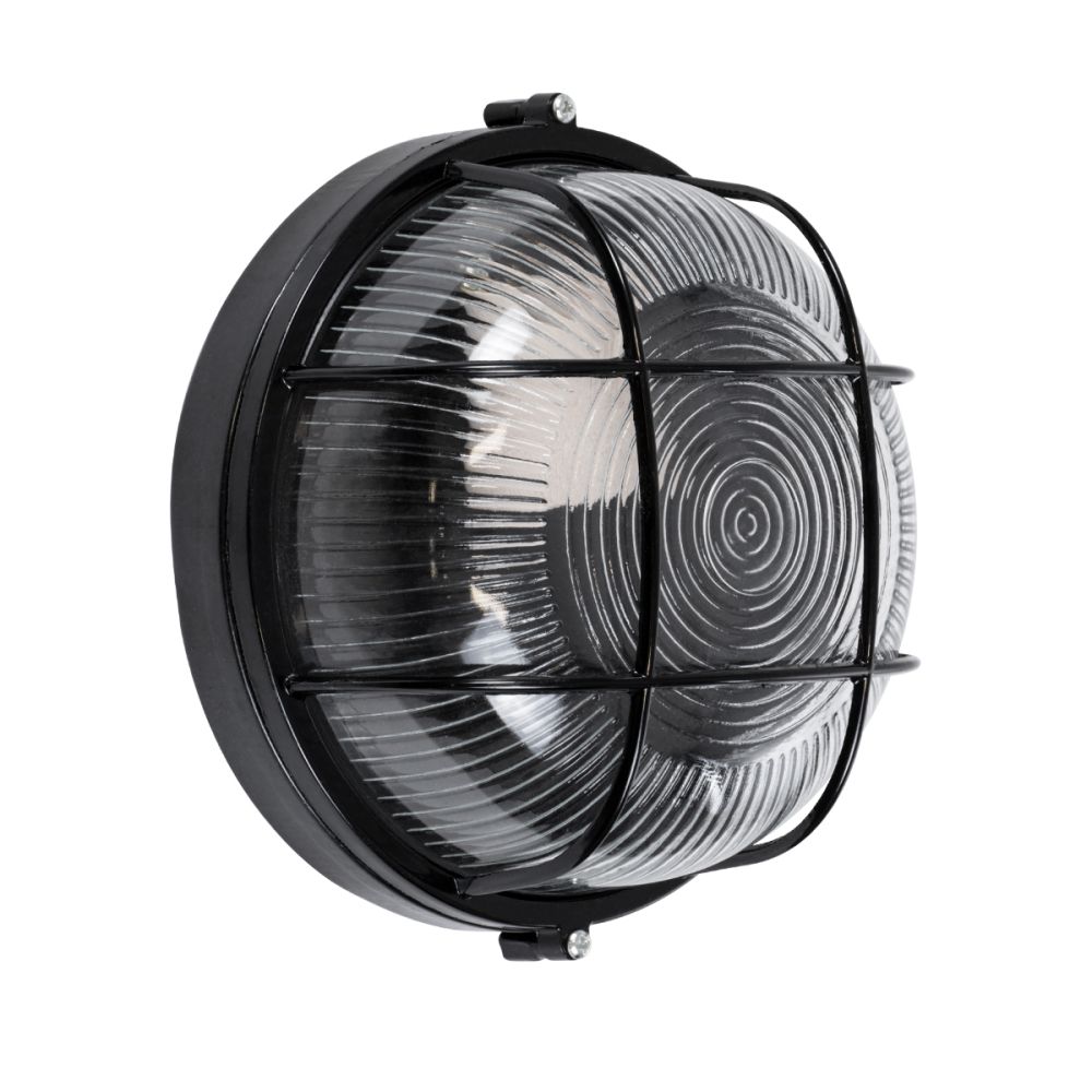 GLOBOSTAR® BOATLIGHT 61586 Vintage Φωτιστικό Καραβοχελώνα Τοίχου & Οροφής με Ντουί 1 x E27 AC 220-240V Αδιάβροχο IP65 - Μαύρο Ματ - Μ17.5 x Π17.5 x Υ9cm