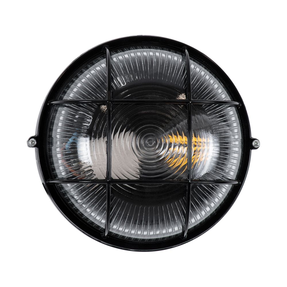 GLOBOSTAR® BOATLIGHT 61586 Vintage Φωτιστικό Καραβοχελώνα Τοίχου & Οροφής με Ντουί 1 x E27 AC 220-240V Αδιάβροχο IP65 - Μαύρο Ματ - Μ17.5 x Π17.5 x Υ9cm