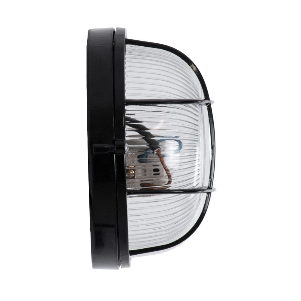 GLOBOSTAR® BOATLIGHT 61586 Vintage Φωτιστικό Καραβοχελώνα Τοίχου & Οροφής με Ντουί 1 x E27 AC 220-240V Αδιάβροχο IP65 - Μαύρο Ματ - Μ17.5 x Π17.5 x Υ9cm