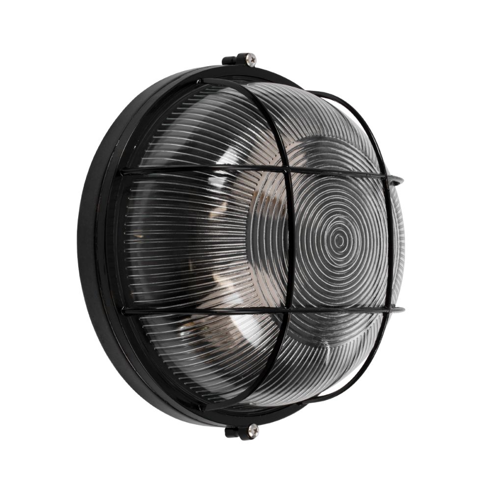 GLOBOSTAR® BOATLIGHT 61589 Vintage Φωτιστικό Καραβοχελώνα Τοίχου & Οροφής με Ντουί 2 x E27 AC 220-240V Αδιάβροχο IP65 - Μαύρο Ματ - Μ24 x Π24 x Υ11cm
