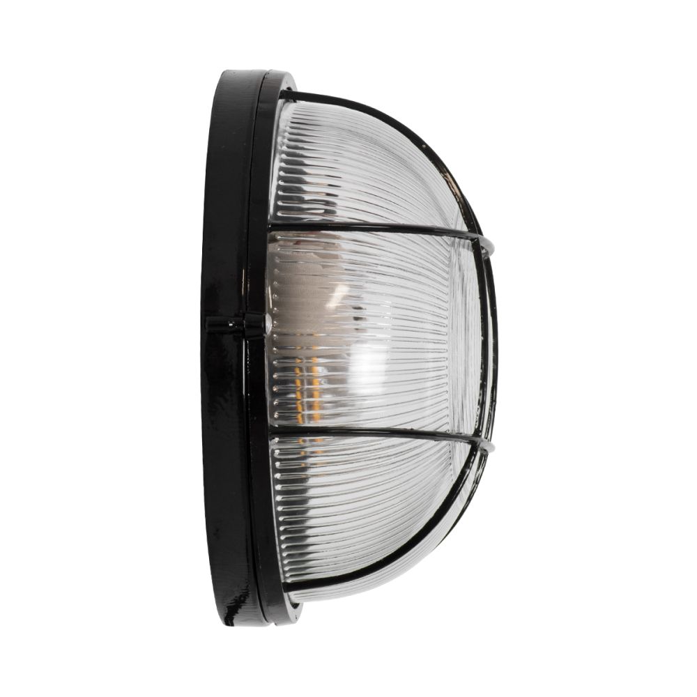 GLOBOSTAR® BOATLIGHT 61589 Vintage Φωτιστικό Καραβοχελώνα Τοίχου & Οροφής με Ντουί 2 x E27 AC 220-240V Αδιάβροχο IP65 - Μαύρο Ματ - Μ24 x Π24 x Υ11cm