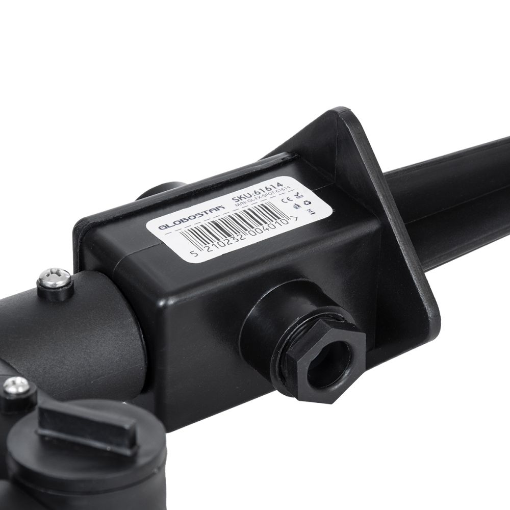 GloboStar® GRASEDO 61614 Καρφωτή Βάση Κήπου με 2 Ντουί E27 για Λάμπες Σποτ PAR38 - Αδιάβροχη IP67 - Υψηλής Αντοχής ABS - VDE Certified - Μ25 x Π7.5 x Υ43.5cm - Μαύρο - 5 Years Warranty