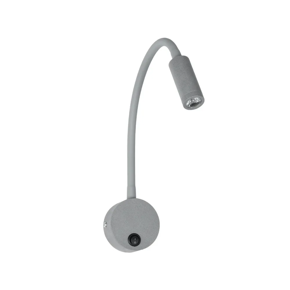 GLOBOSTAR® GOOSE 61689 Μοντέρνο Φωτιστικό Τοίχου - Απλίκα Ξενοδοχείου Reading Light LED 3W 300lm 36° AC 220-240V IP20 Θερμό Λευκό 2700K - CREE XPE Chip & TÜV SÜD Driver - Γκρι Ανθρακί Ματ - Μ6.5 x Π15 x Υ24.5cm - 3 Χρόνια Εγγύηση