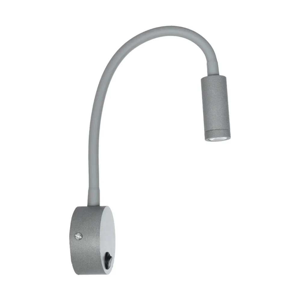 GLOBOSTAR® GOOSE 61689 Μοντέρνο Φωτιστικό Τοίχου - Απλίκα Ξενοδοχείου Reading Light LED 3W 300lm 36° AC 220-240V IP20 Θερμό Λευκό 2700K - CREE XPE Chip & TÜV SÜD Driver - Γκρι Ανθρακί Ματ - Μ6.5 x Π15 x Υ24.5cm - 3 Χρόνια Εγγύηση