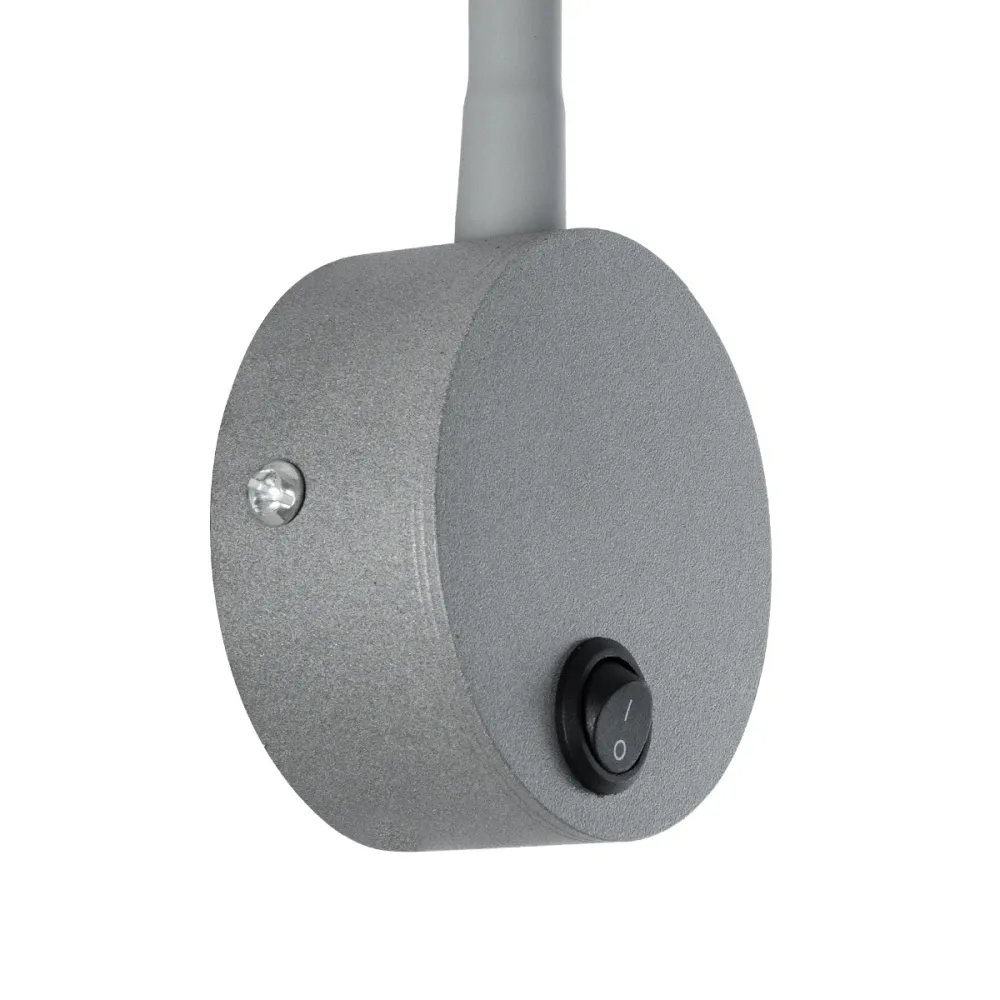 GLOBOSTAR® GOOSE 61689 Μοντέρνο Φωτιστικό Τοίχου - Απλίκα Ξενοδοχείου Reading Light LED 3W 300lm 36° AC 220-240V IP20 Θερμό Λευκό 2700K - CREE XPE Chip & TÜV SÜD Driver - Γκρι Ανθρακί Ματ - Μ6.5 x Π15 x Υ24.5cm - 3 Χρόνια Εγγύηση