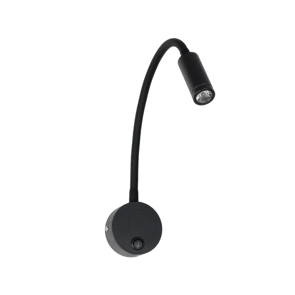 GLOBOSTAR® GOOSE 61690 Μοντέρνο Φωτιστικό Τοίχου - Απλίκα Ξενοδοχείου Reading Light LED 3W 300lm 36° AC 220-240V IP20 Θερμό Λευκό 2700K - CREE XPE Chip & TÜV SÜD Driver - Μαύρο Ματ - Μ6.5 x Π15 x Υ24.5cm - 3 Χρόνια Εγγύηση