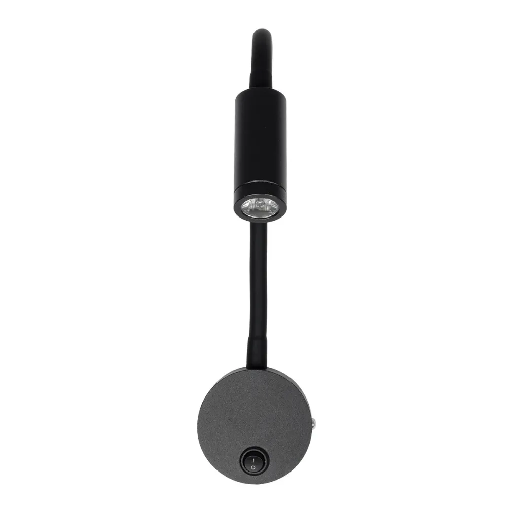 GLOBOSTAR® GOOSE 61690 Μοντέρνο Φωτιστικό Τοίχου - Απλίκα Ξενοδοχείου Reading Light LED 3W 300lm 36° AC 220-240V IP20 Θερμό Λευκό 2700K - CREE XPE Chip & TÜV SÜD Driver - Μαύρο Ματ - Μ6.5 x Π15 x Υ24.5cm - 3 Χρόνια Εγγύηση