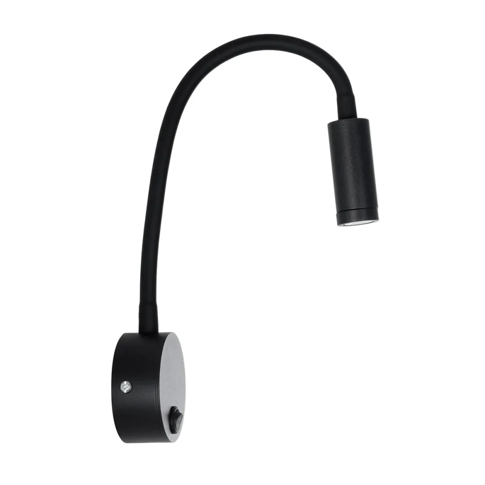 GLOBOSTAR® GOOSE 61690 Μοντέρνο Φωτιστικό Τοίχου - Απλίκα Ξενοδοχείου Reading Light LED 3W 300lm 36° AC 220-240V IP20 Θερμό Λευκό 2700K - CREE XPE Chip & TÜV SÜD Driver - Μαύρο Ματ - Μ6.5 x Π15 x Υ24.5cm - 3 Χρόνια Εγγύηση