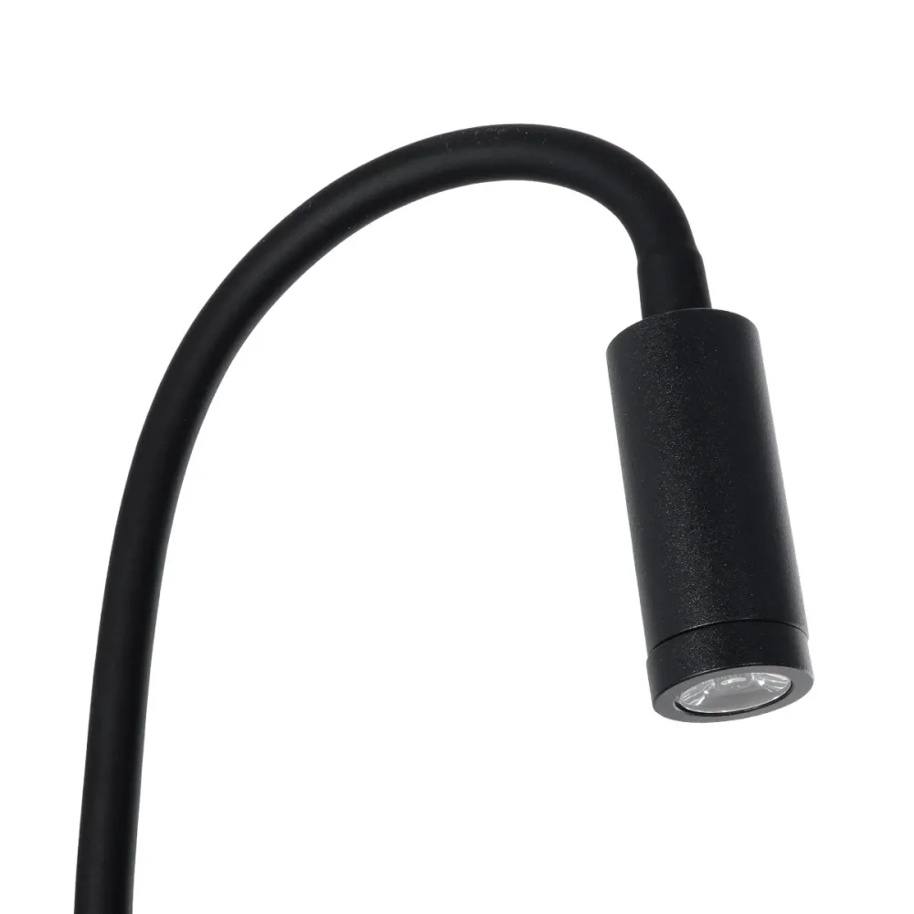 GLOBOSTAR® GOOSE 61690 Μοντέρνο Φωτιστικό Τοίχου - Απλίκα Ξενοδοχείου Reading Light LED 3W 300lm 36° AC 220-240V IP20 Θερμό Λευκό 2700K - CREE XPE Chip & TÜV SÜD Driver - Μαύρο Ματ - Μ6.5 x Π15 x Υ24.5cm - 3 Χρόνια Εγγύηση