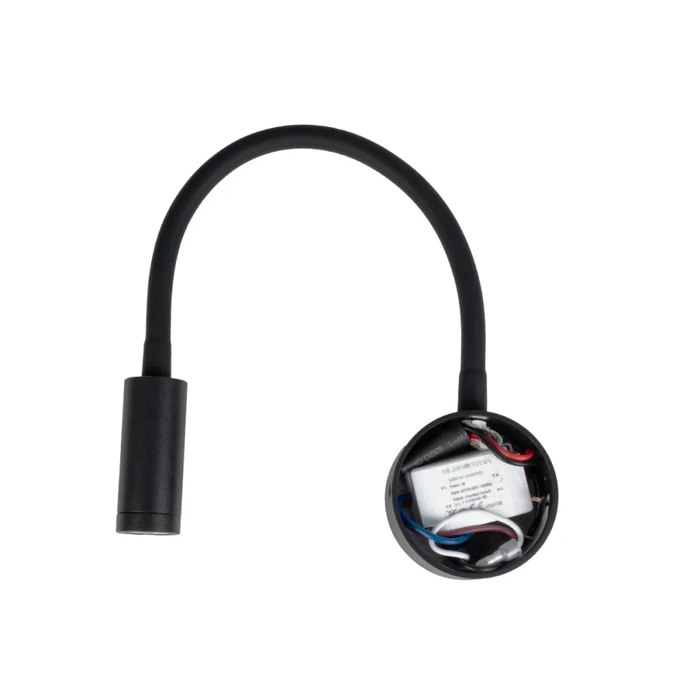 GLOBOSTAR® GOOSE 61690 Μοντέρνο Φωτιστικό Τοίχου - Απλίκα Ξενοδοχείου Reading Light LED 3W 300lm 36° AC 220-240V IP20 Θερμό Λευκό 2700K - CREE XPE Chip & TÜV SÜD Driver - Μαύρο Ματ - Μ6.5 x Π15 x Υ24.5cm - 3 Χρόνια Εγγύηση