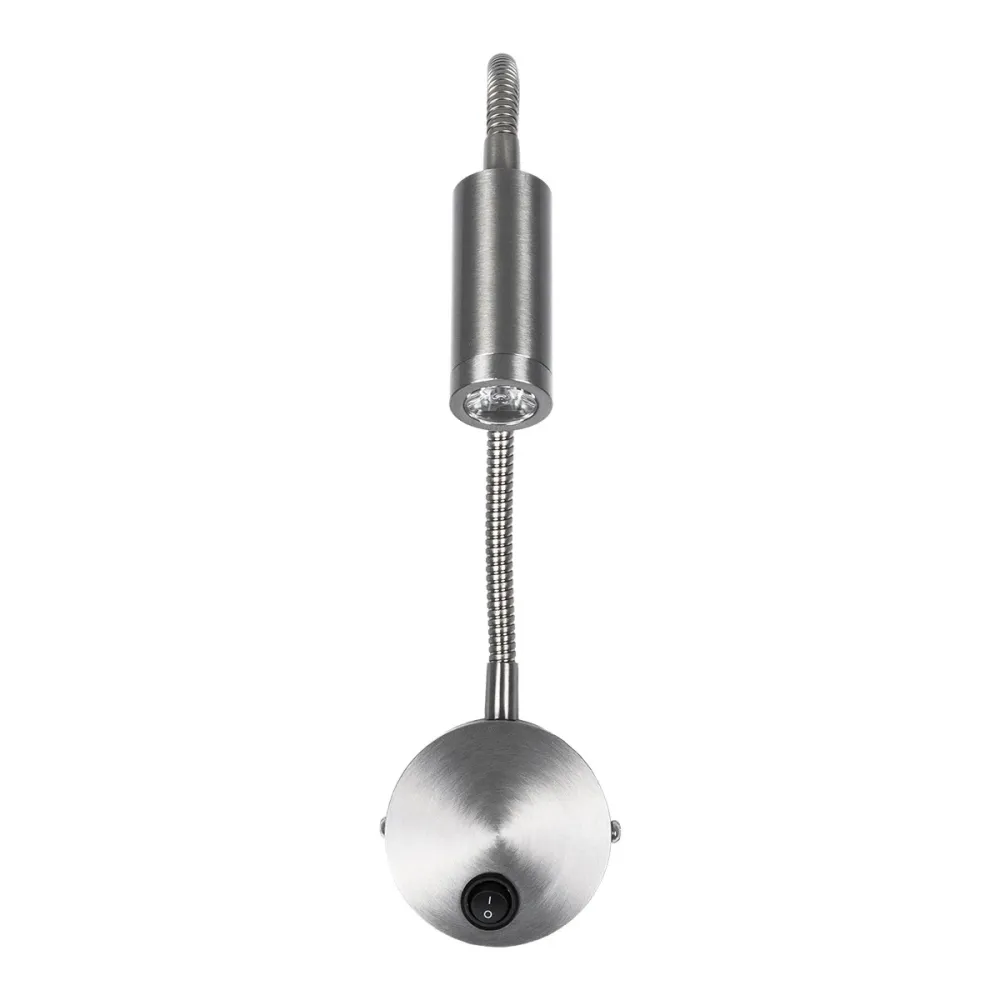 GLOBOSTAR® GOOSE 61691 Μοντέρνο Φωτιστικό Τοίχου - Απλίκα Ξενοδοχείου Reading Light LED 3W 300lm 36° AC 220-240V IP20 Θερμό Λευκό 2700K - CREE XPE Chip & TÜV SÜD Driver - Νίκελ Βούρτσας - Μ6.5 x Π15 x Υ24.5cm - 3 Χρόνια Εγγύηση