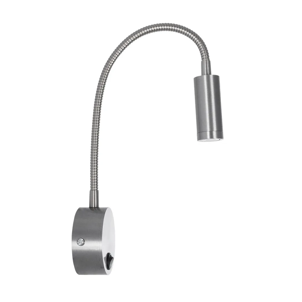 GLOBOSTAR® GOOSE 61691 Μοντέρνο Φωτιστικό Τοίχου - Απλίκα Ξενοδοχείου Reading Light LED 3W 300lm 36° AC 220-240V IP20 Θερμό Λευκό 2700K - CREE XPE Chip & TÜV SÜD Driver - Νίκελ Βούρτσας - Μ6.5 x Π15 x Υ24.5cm - 3 Χρόνια Εγγύηση