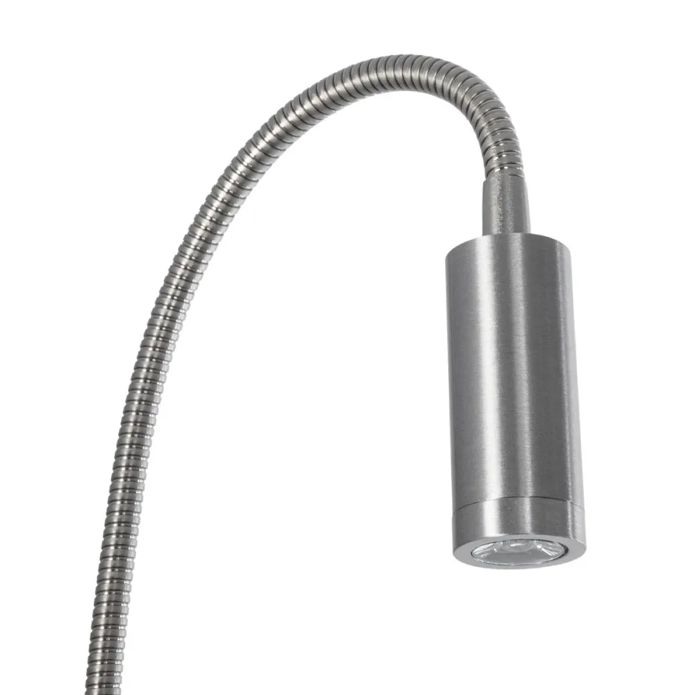 GLOBOSTAR® GOOSE 61691 Μοντέρνο Φωτιστικό Τοίχου - Απλίκα Ξενοδοχείου Reading Light LED 3W 300lm 36° AC 220-240V IP20 Θερμό Λευκό 2700K - CREE XPE Chip & TÜV SÜD Driver - Νίκελ Βούρτσας - Μ6.5 x Π15 x Υ24.5cm - 3 Χρόνια Εγγύηση