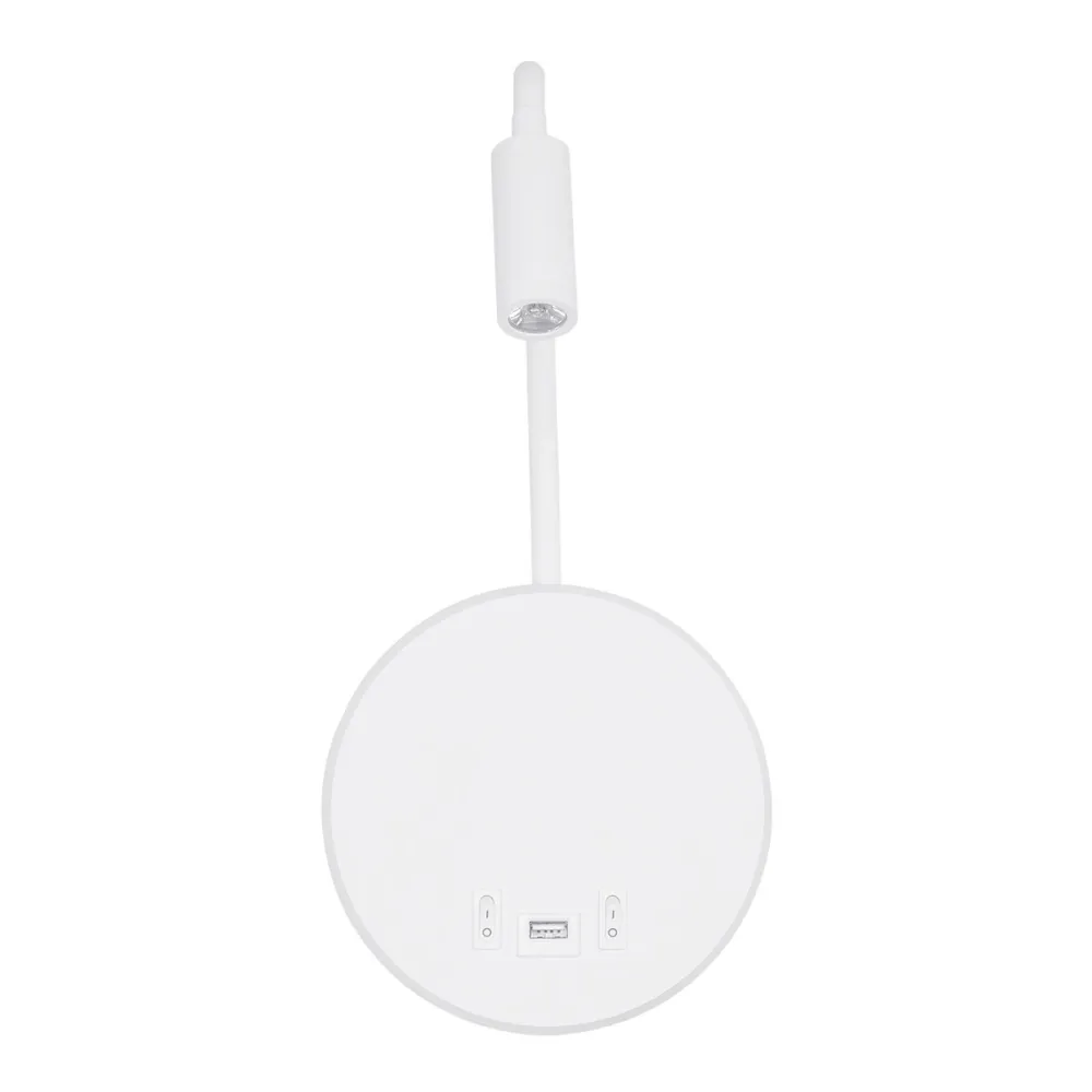 GLOBOSTAR® GOOSE 61693 Μοντέρνο Φωτιστικό Τοίχου - Απλίκα Ξενοδοχείου Reading Light με Φορτιστή USB 3A LED 6W 600lm 36° & 360° AC 220-240V IP20 Θερμό Λευκό 2700K - CREE XPE & Lumileds SMD Chip - Λευκό Ματ - Μ15.5 x Π15 x Υ30.5cm - 3 Χρόνια Εγγύηση