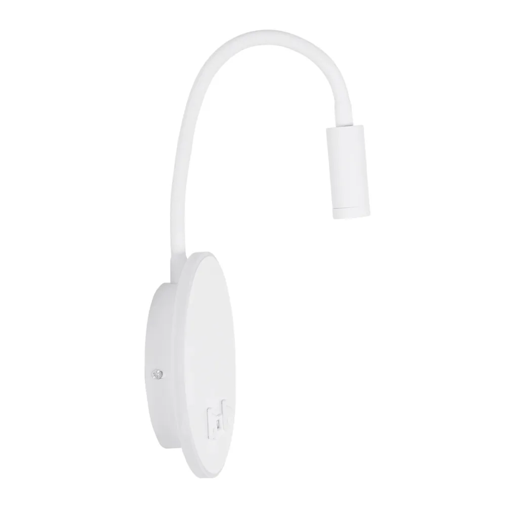 GLOBOSTAR® GOOSE 61693 Μοντέρνο Φωτιστικό Τοίχου - Απλίκα Ξενοδοχείου Reading Light με Φορτιστή USB 3A LED 6W 600lm 36° & 360° AC 220-240V IP20 Θερμό Λευκό 2700K - CREE XPE & Lumileds SMD Chip - Λευκό Ματ - Μ15.5 x Π15 x Υ30.5cm - 3 Χρόνια Εγγύηση