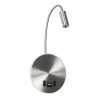 GLOBOSTAR® GOOSE 61696 Μοντέρνο Φωτιστικό Τοίχου - Απλίκα Ξενοδοχείου Reading Light με Φορτιστή USB 3A LED 6W 540lm 36° & 360° AC 220-240V IP20 Θερμό Λευκό 2700K - CREE XPE & Lumileds SMD Chip - Νίκελ Βούρτσας - Μ15.5 x Π15 x Υ30.5cm - 3 Χρόνια Εγ