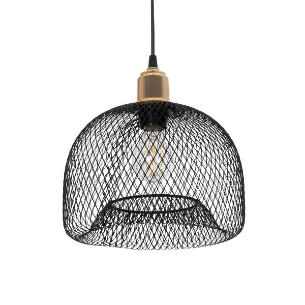 GLOBOSTAR® GLOZIA 201-0018 Μοντέρνο Κρεμαστό Φωτιστικό Οροφής με Ντουί 1 x E27 AC 220-240V IP20 - Μαύρο & Χρυσό - Μ25 x Π25 x Υ26cm