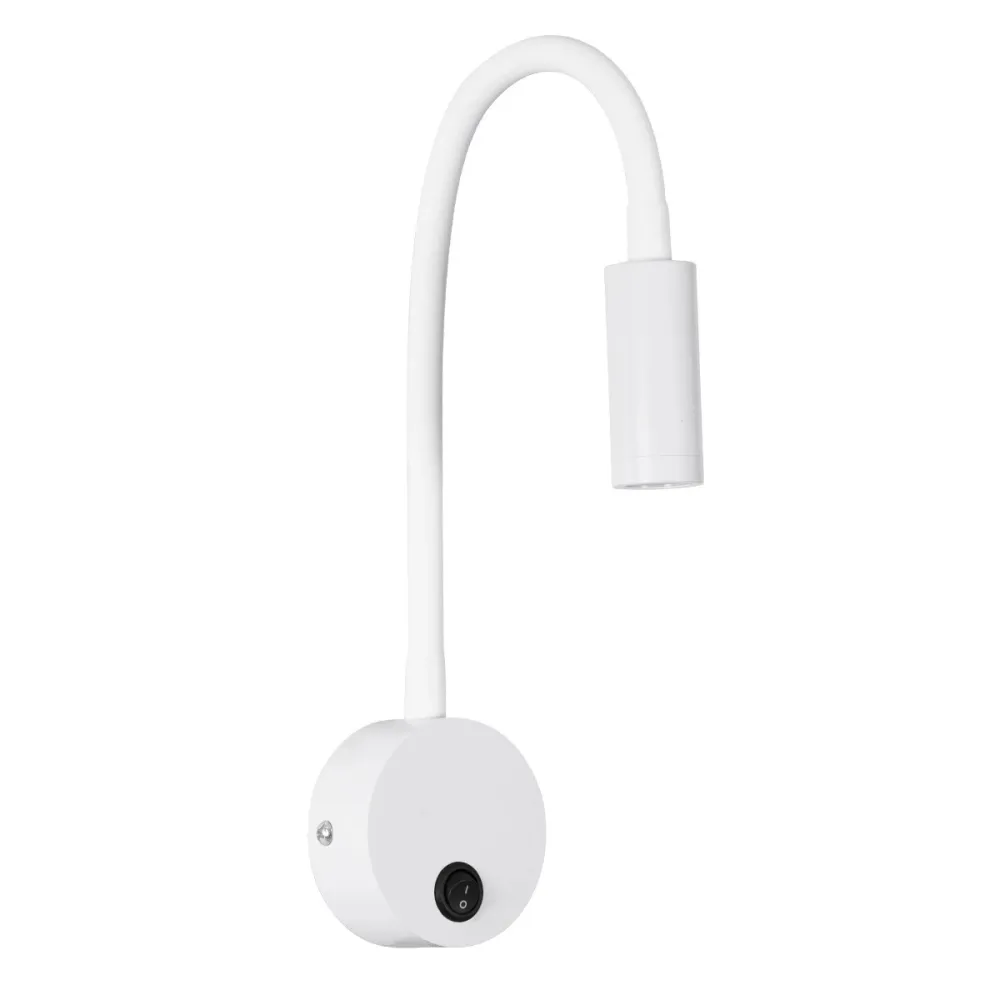 GLOBOSTAR® GOOSE 61688 Μοντέρνο Φωτιστικό Τοίχου - Απλίκα Ξενοδοχείου Reading Light LED 3W 300lm 36° AC 220-240V IP20 Θερμό Λευκό 2700K - CREE XPE Chip & TÜV SÜD Driver - Λευκό Ματ - Μ6.5 x Π15 x Υ24.5cm - 3 Χρόνια Εγγύηση