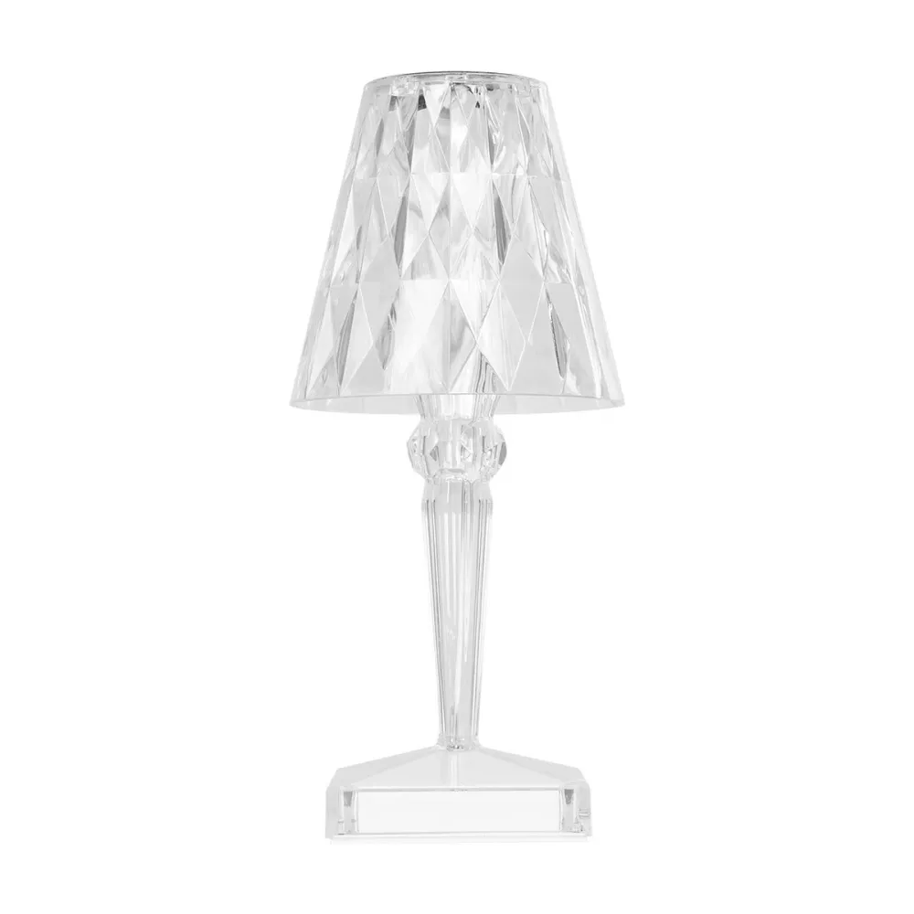 GLOBOSTAR® CRYSTAL 62042 Μοντέρνο Επιτραπέζιο Φωτιστικό Πορτατίφ LED 1W 100lm 360° DC 5V USB-C με Επαναφορτιζόμενη Μπαταρία Li-ion 3.7V 1600mAh IP44 Πολύχρωμο RGBW με Χειριστήριο Dimmable - Sanan SMD Chip - Διάφανο - Μ11.5 x Π11.5 x Υ25.5cm - 3 Χρόνια Εγγ