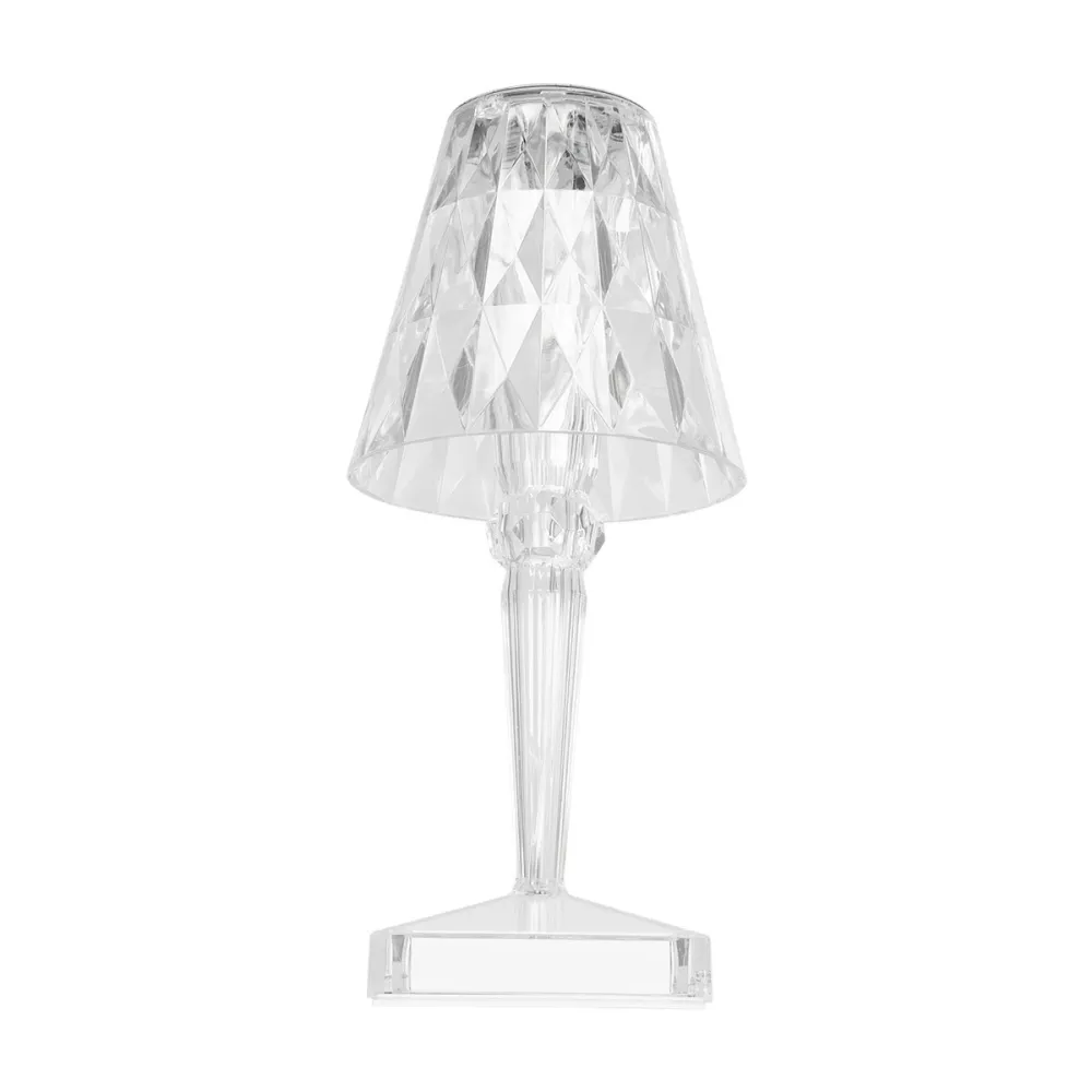 GLOBOSTAR® CRYSTAL 62042 Μοντέρνο Επιτραπέζιο Φωτιστικό Πορτατίφ LED 1W 100lm 360° DC 5V USB-C με Επαναφορτιζόμενη Μπαταρία Li-ion 3.7V 1600mAh IP44 Πολύχρωμο RGBW με Χειριστήριο Dimmable - Sanan SMD Chip - Διάφανο - Μ11.5 x Π11.5 x Υ25.5cm - 3 Χρόνια Εγγ
