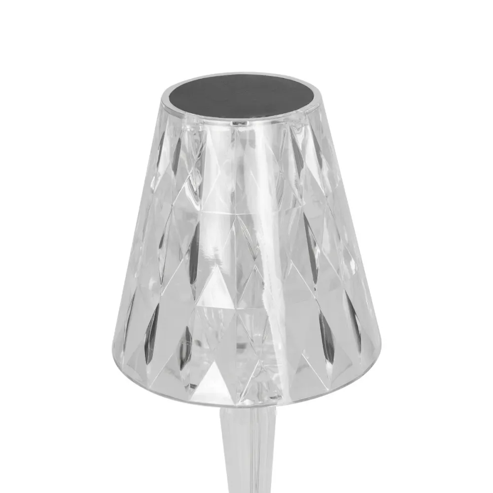 GLOBOSTAR® CRYSTAL 62042 Μοντέρνο Επιτραπέζιο Φωτιστικό Πορτατίφ LED 1W 100lm 360° DC 5V USB-C με Επαναφορτιζόμενη Μπαταρία Li-ion 3.7V 1600mAh IP44 Πολύχρωμο RGBW με Χειριστήριο Dimmable - Sanan SMD Chip - Διάφανο - Μ11.5 x Π11.5 x Υ25.5cm - 3 Χρόνια Εγγ