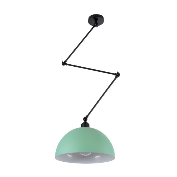 GloboStar® LOTUS 00936 Μοντέρνο Φωτιστικό Οροφής Καμπάνα Μονόφωτο 1 x E27 IP20 Τιρκουάζ, Μαύρο & Λευκό Μέταλλο - Μ30 x Π30 x Υ21cm