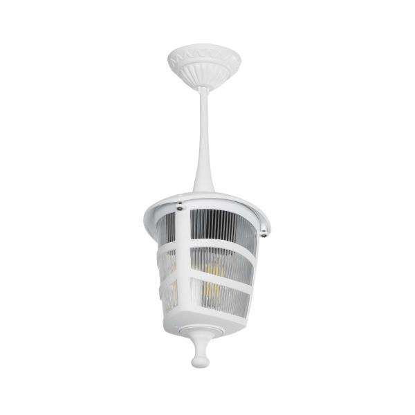 GloboStar® ZARDIN 203-0237 Vintage Κρεμαστό Φωτιστικό Φαναράκι Μονόφωτο 1 x E27 IP44 Λευκό Πλαστικό - Μ17 x Π17 x Υ22cm