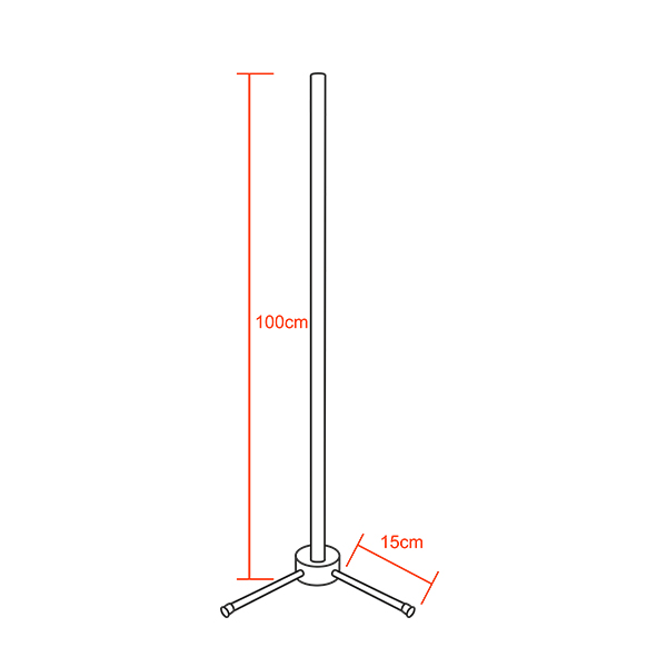 Μοντέρνο Minimal Επιδαπέδιο Μαύρο Φωτιστικό 100cm LED 16 Watt με Ασύρματο Χειριστήριο RF & Dimmer RGB Πολύχρωμο GloboStar ALIEN Design GLOBO-100-8